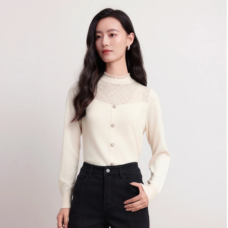 珂莱蒂尔新款气质修身温暖感针织衫KZ03618D1