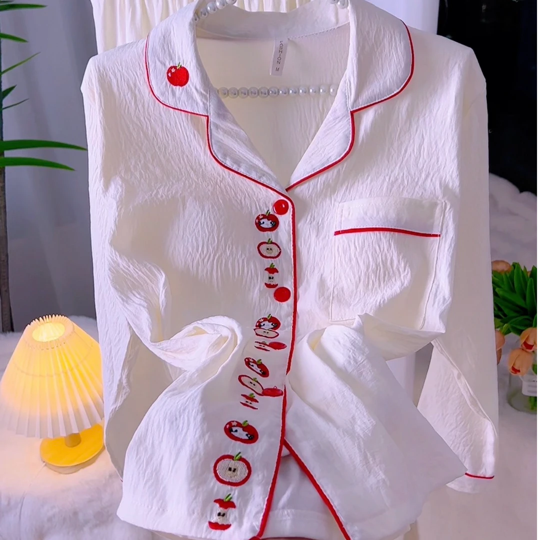 春秋软乎乎开衫简约女睡衣减龄居家服套装 雅