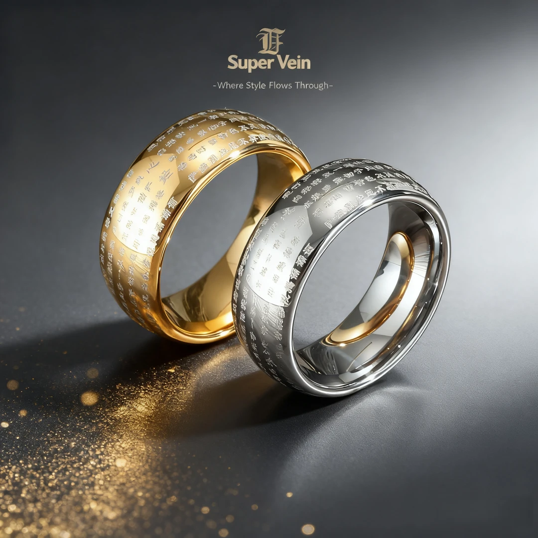 钨金戒指 钨金戒指男戒钨钢经文男士男生戒指饰品钨金指环轻奢