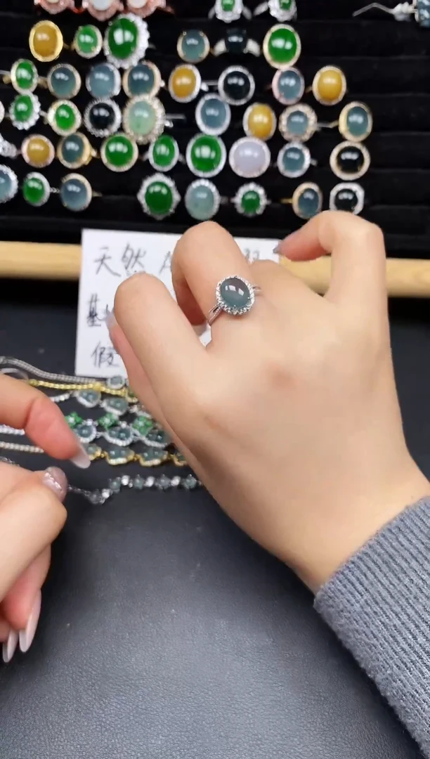 银S925镶嵌戒指翡翠111