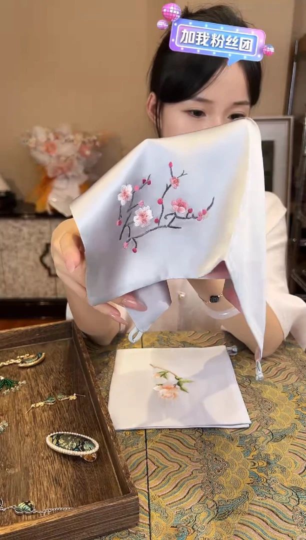 刺绣苏绣手工刺绣100桑蚕丝方巾