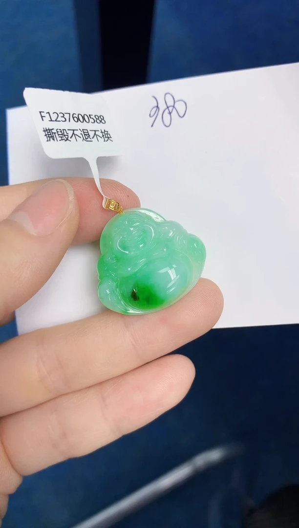 翡翠18K金镶嵌颈饰天然缅甸翡翠A货