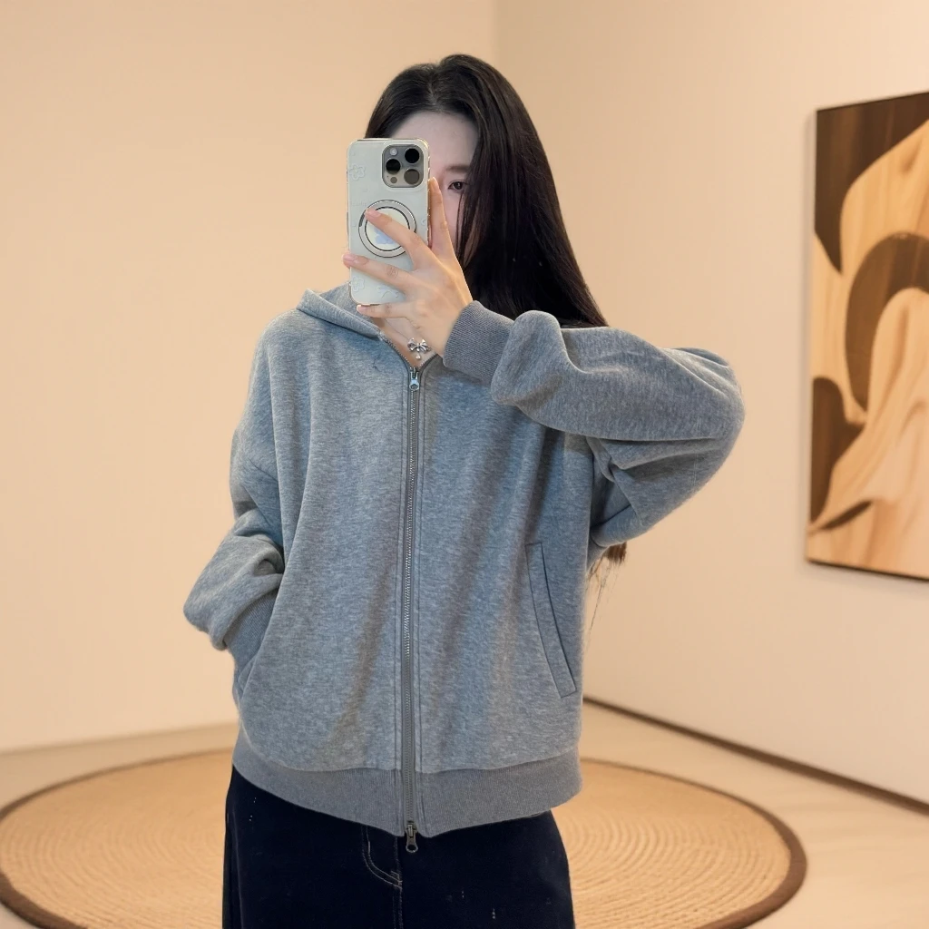 宿慕SUMU加绒连帽卫衣外套2025冬季秋冬慵懒女装外套许妍同款1653