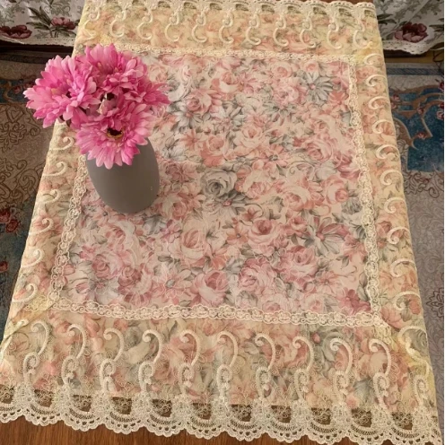 ZN151-39【80*80】 粉色花布多功能盖巾