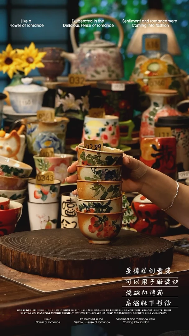 陶瓷随机一个景德镇高温釉下彩手工手绘款式@A0289@