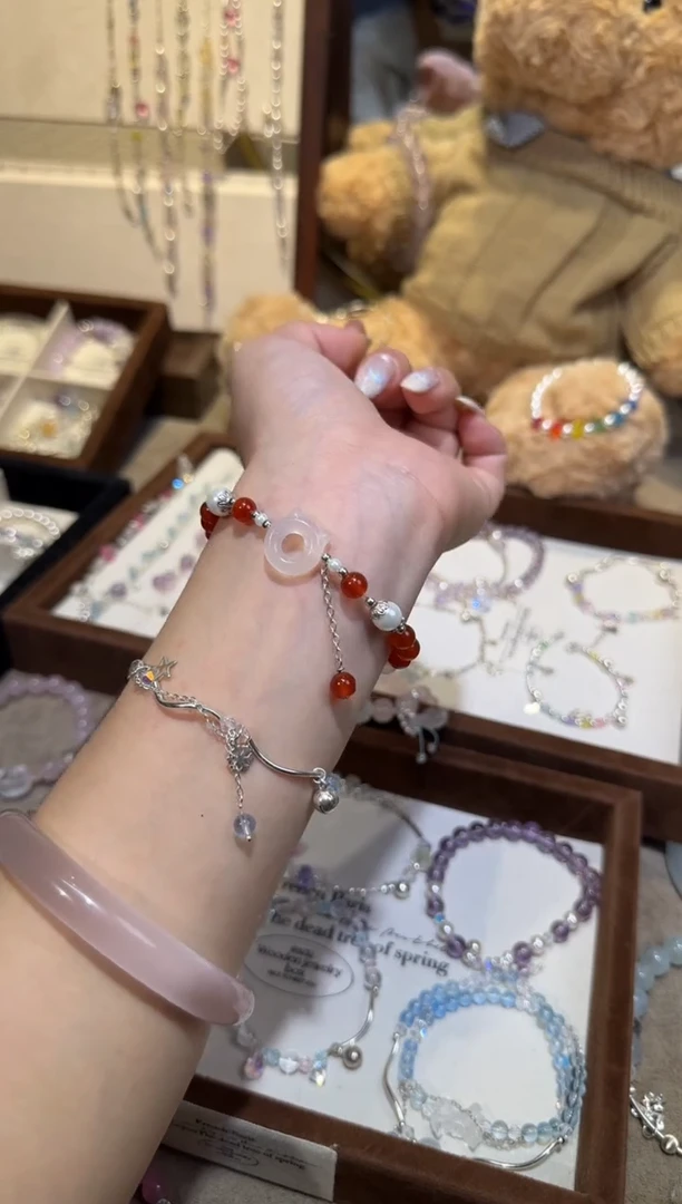 银S925镶嵌手链水晶猫猫平安扣