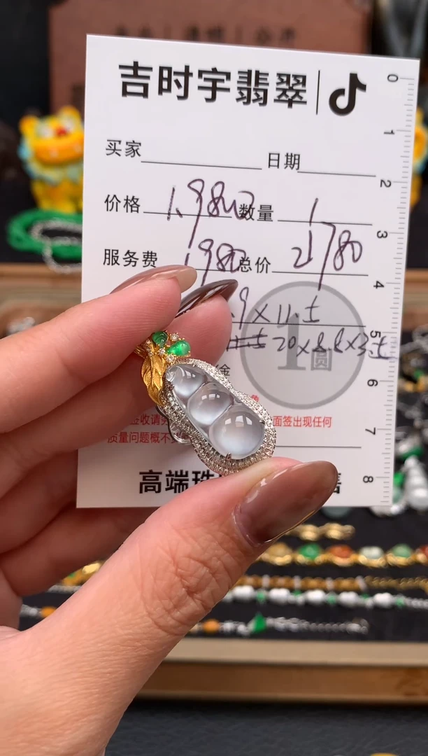 吊坠(不含链)18K金镶嵌翡翠吊坠-19