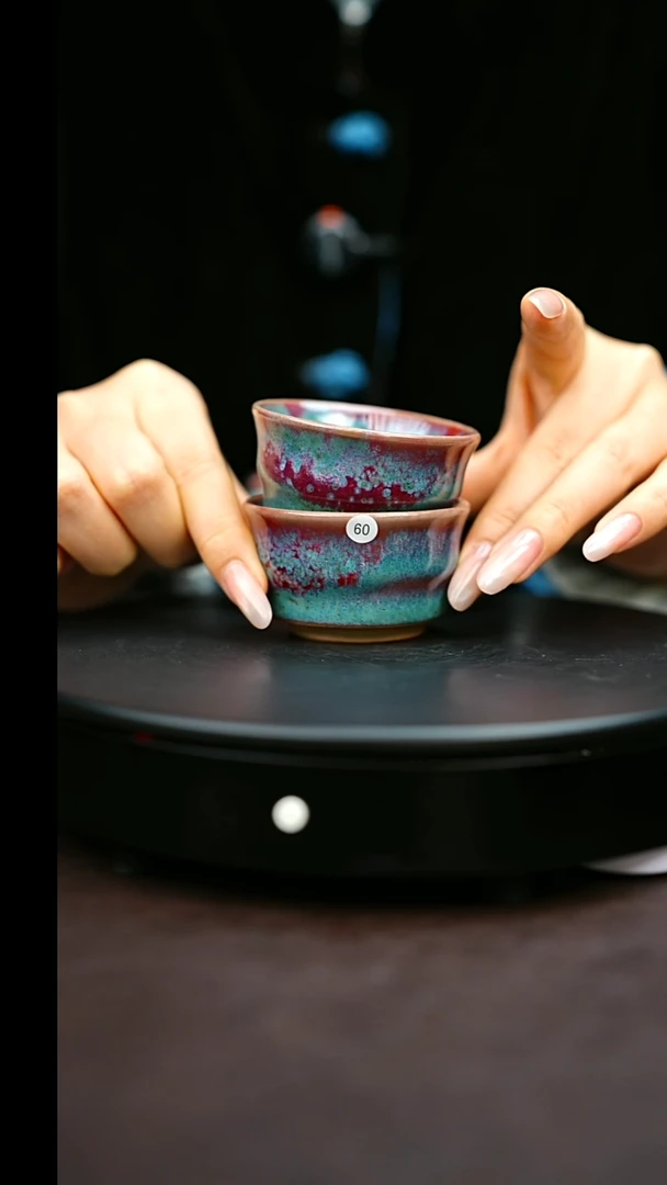 大***板60#原矿钧瓷炉钧釉竹节杯