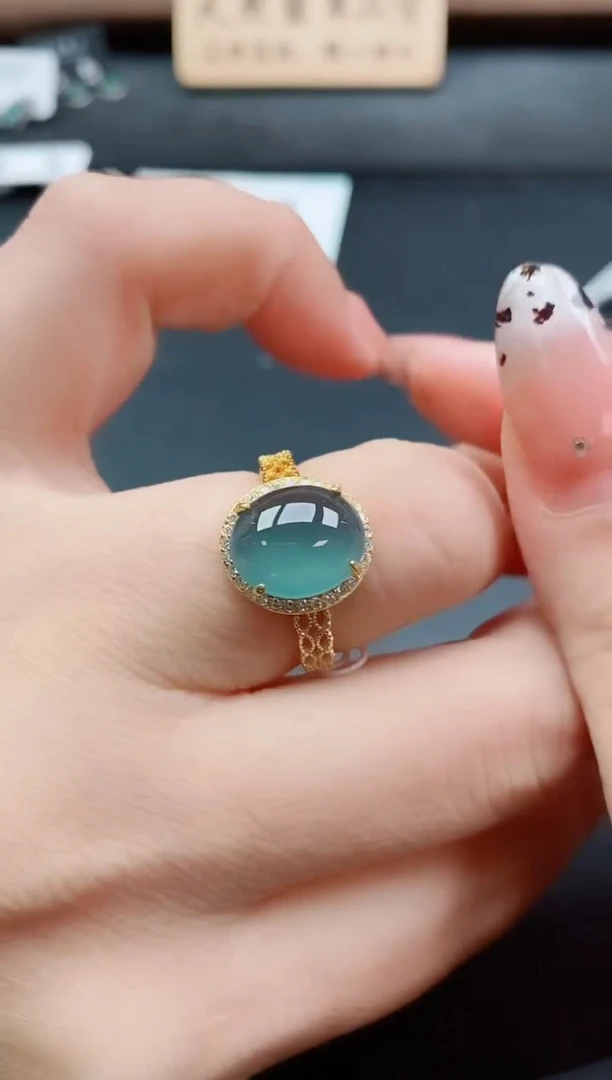 银S925镶嵌戒指翡翠1