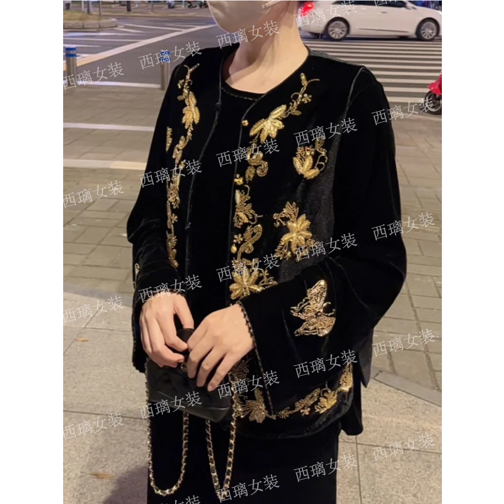 【金光闪闪】丝绒秋季马夹新中式中国风马甲女士高级感坎肩气质复古