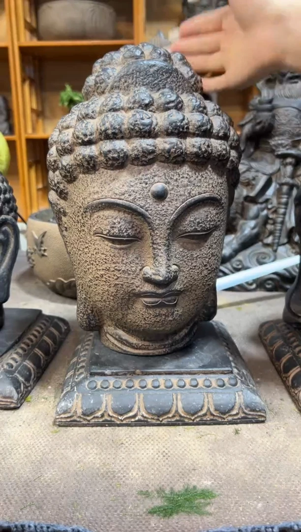 陶土大佛首+莲花底座