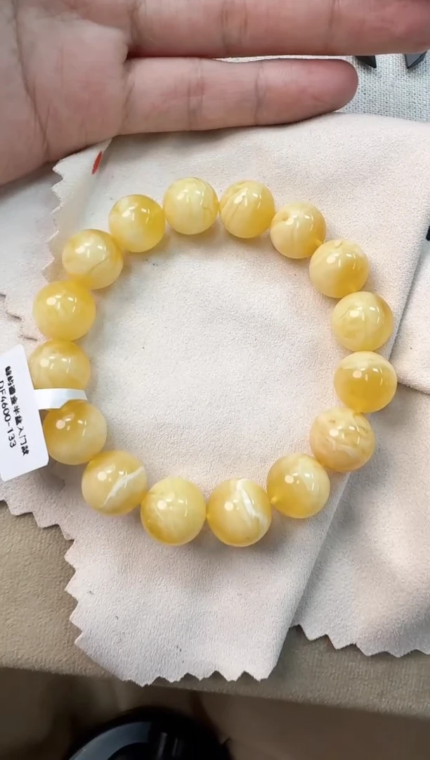 手串蜜蜡18K金镶嵌蜜蜡手串