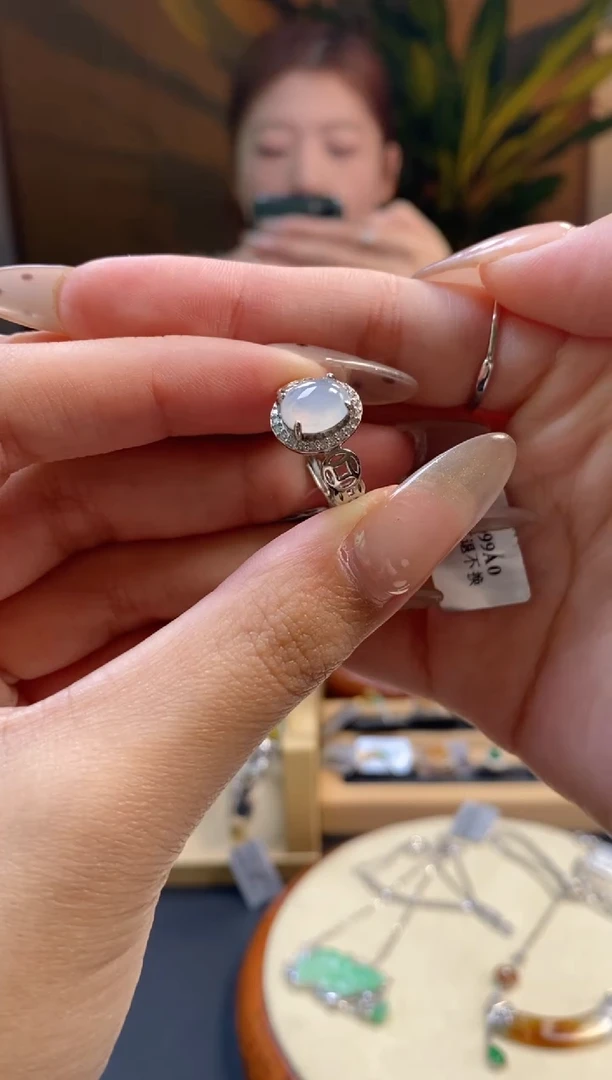 颈饰银S925镶嵌翡翠净货16208