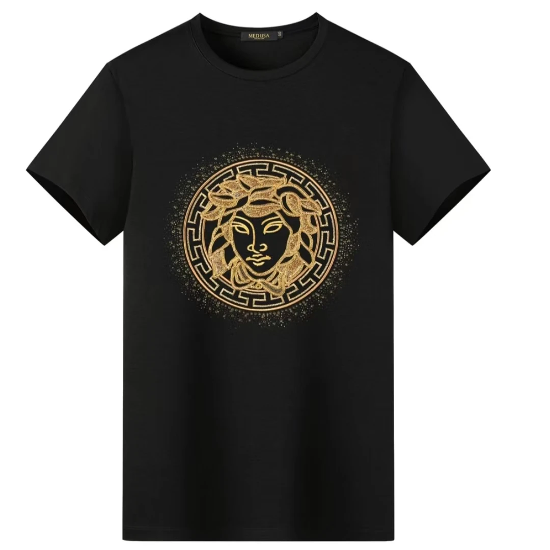 美杜莎2025夏季新款烫钻刺绣轻奢时尚休闲T恤58002