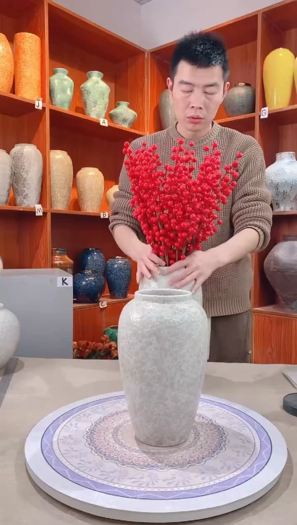 【闪购商品】瓶 陶瓷花瓶 无花 茶白 中号