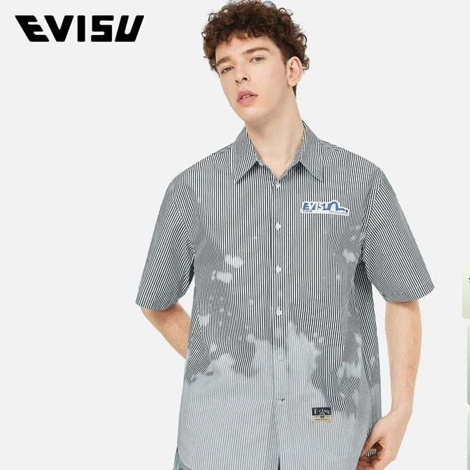 EVISU福神  男士商标印花短袖衬衫2ESHTM5SS1134OSCT