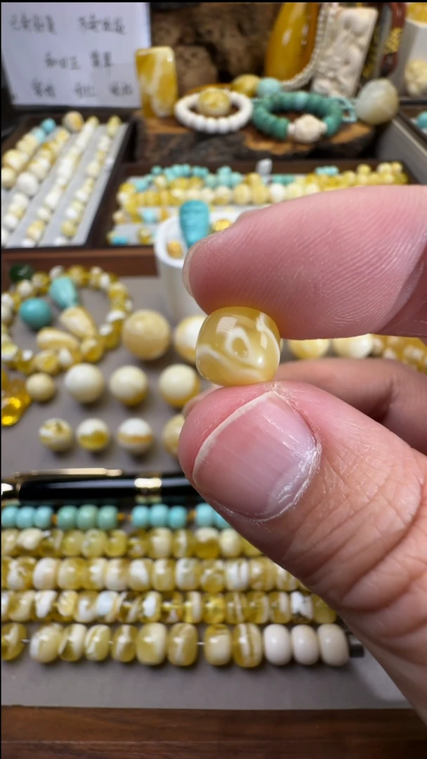 【闪购商品】琥珀手链未镶嵌天然蜜蜡白蜡老型珠 9mm+