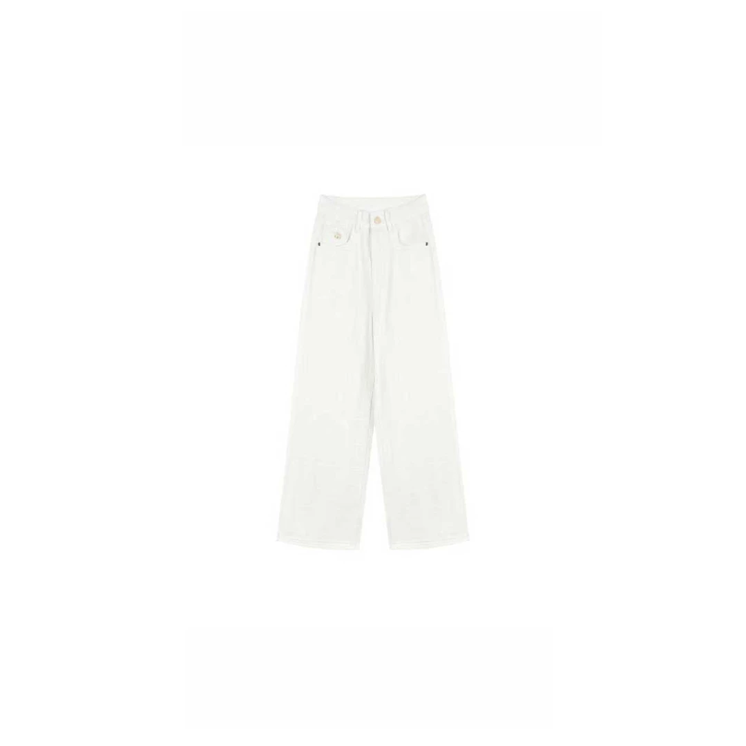 2025秋冬新款C34公主风时尚百搭休闲显瘦米白色休闲裤6073H