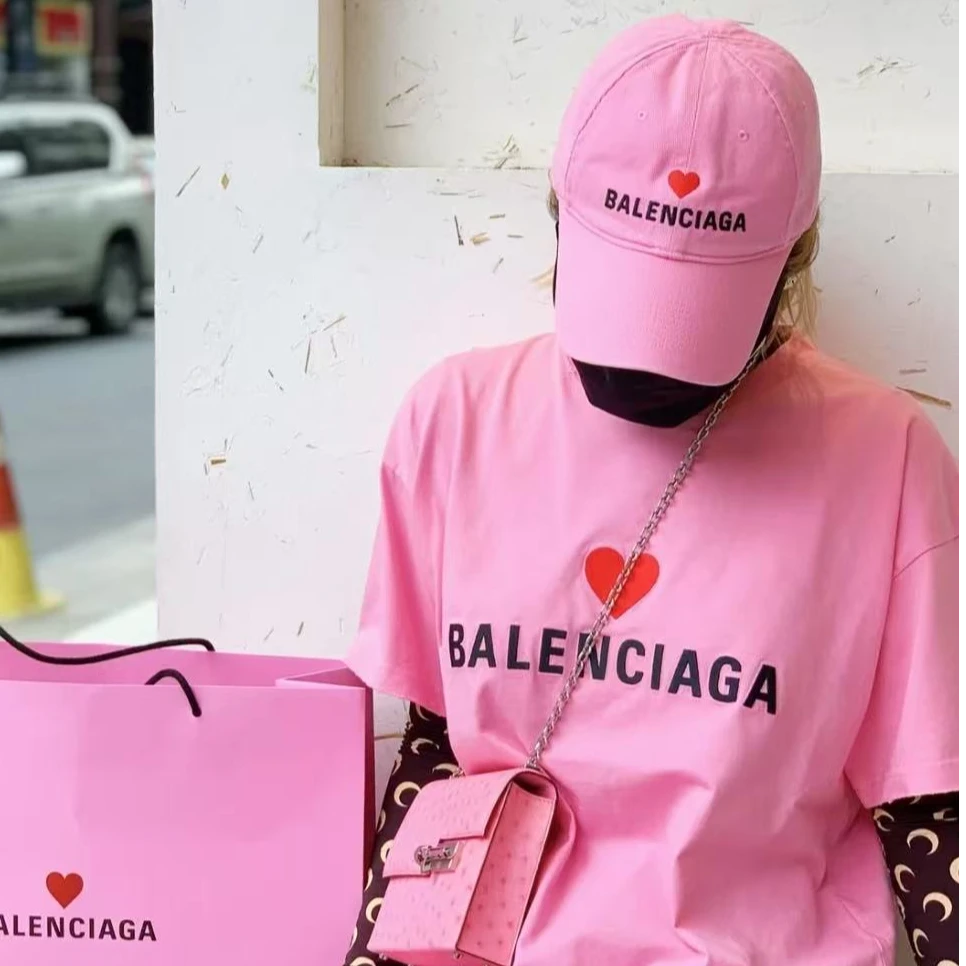 99新 Balenciaga/巴黎世家 L码 粉色字母棒球帽