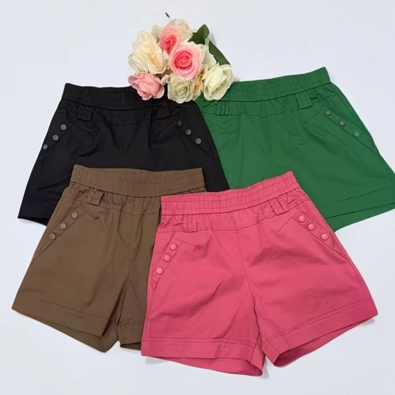 夏季新款松紧腰薄款糖果色五分裤小众高级感显瘦休闲运动灯笼短裤