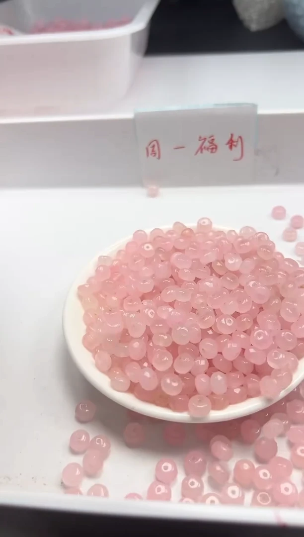 未镶嵌颈饰水晶w3300粉水晶切面算盘8mm*30颗
