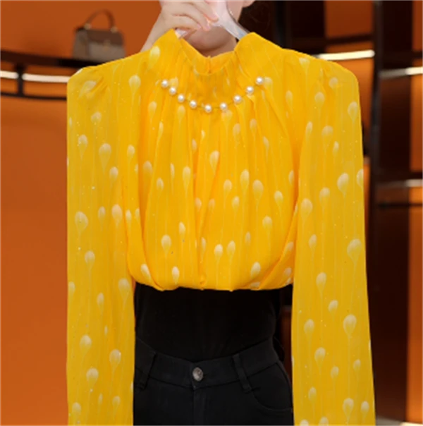 2025新款原版经典气质高端衬衫手工珍珠钉珠重磅轻奢小衫