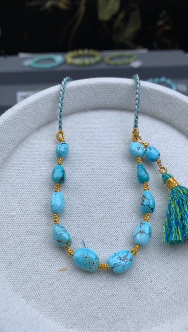 未镶嵌绿松石锁骨链茜.R46