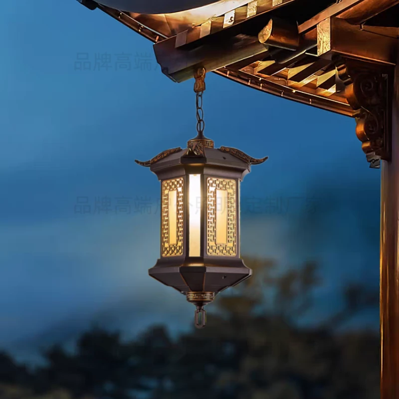 大门吊灯中式户外走廊凉亭灯室外屋檐长廊庭院门头防水过道吊灯