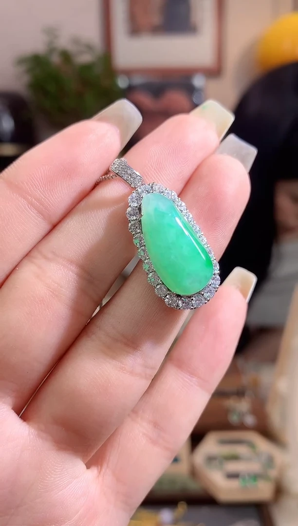 翡翠银S925镶嵌吊坠(不含链)z*x瓜