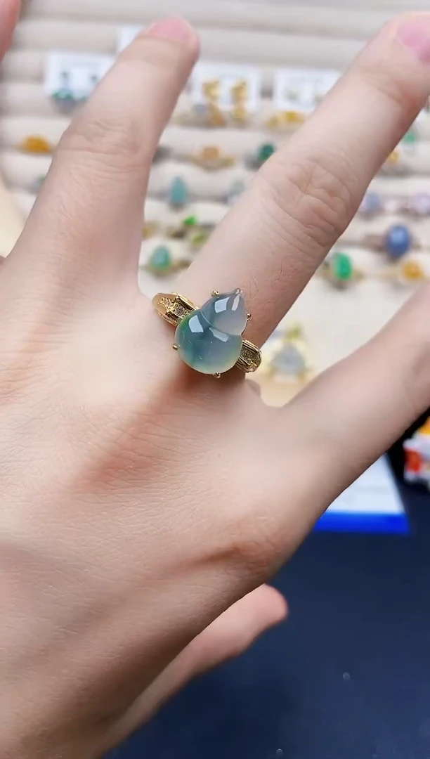 翡翠戒指银S925镶嵌36