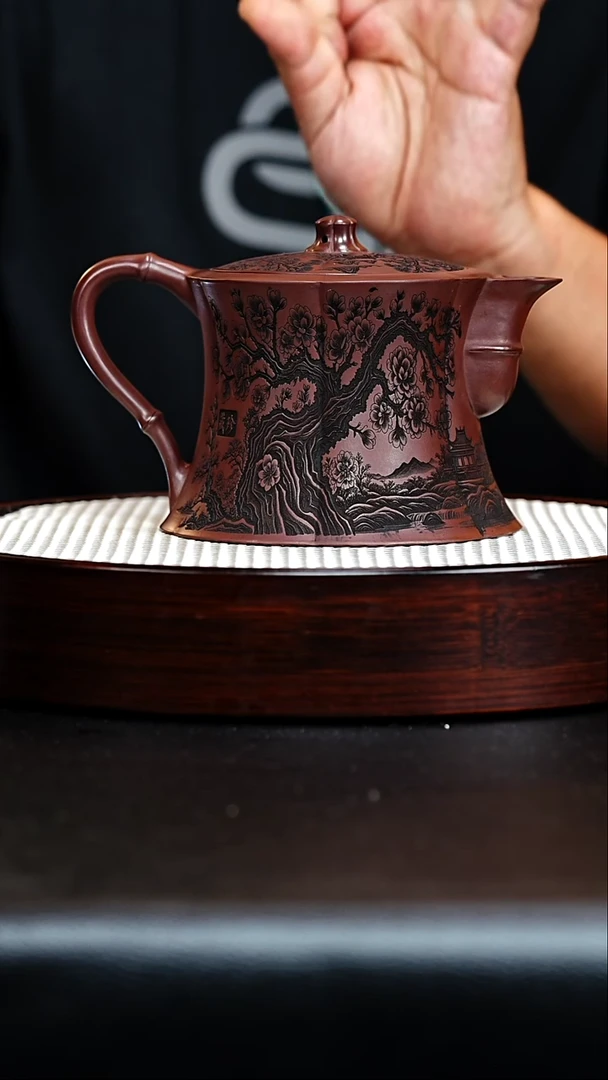 茶壶紫砂宜兴紫砂 石红 梅桩壶