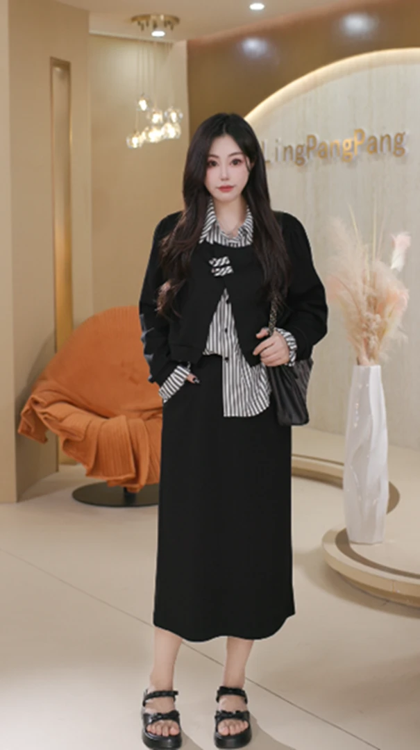 【玲胖胖 甜心欧尼】秋款宽松时尚气质大码女装显瘦套装LPP61899