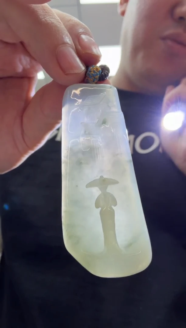 未镶嵌挂件翡翠A货翡翠孤品国雕谢林工