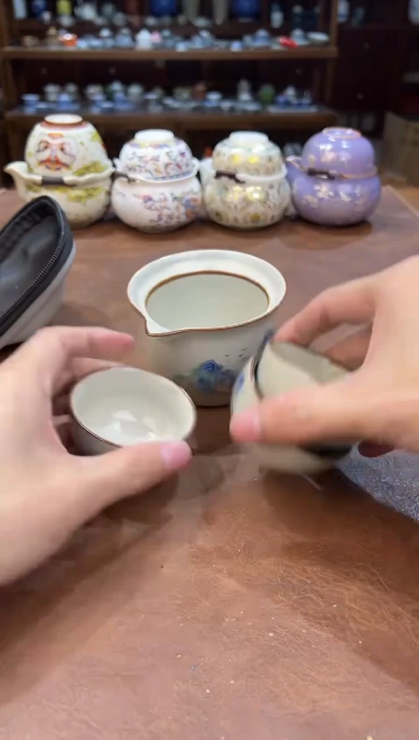 真的很便宜超好看会开片的旅行茶具