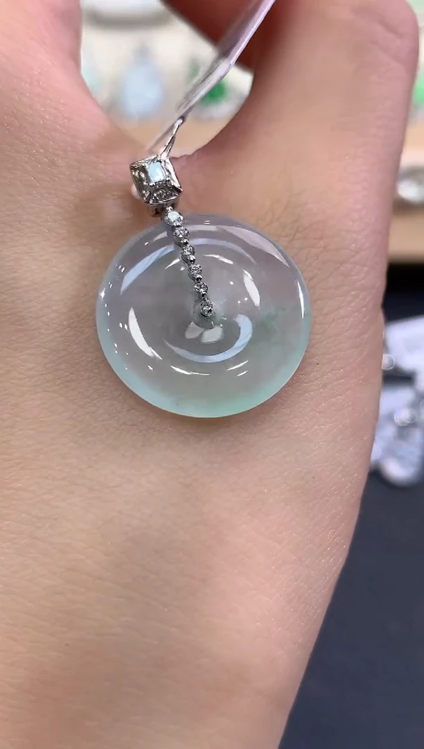 吊坠(不含链)18K金镶嵌翡翠夏日珠宝A9