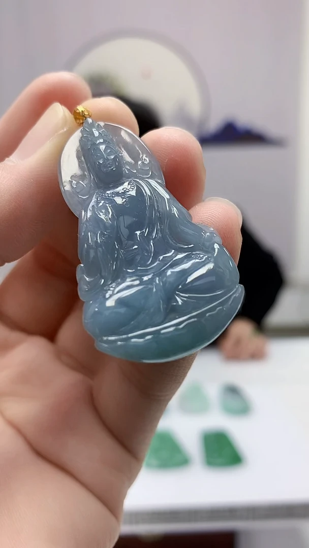 【闪购商品】定制翡翠18K金镶嵌4852bb-毛货挂件55