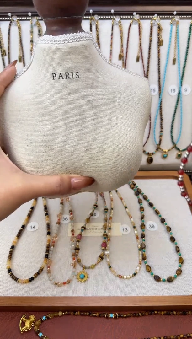 项链钛钢石英质玉手链弹力绳