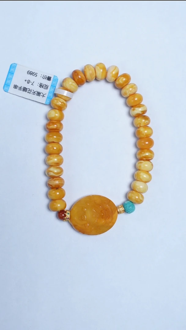 手链蜜蜡未镶嵌花蜡鼓珠手串7-8mm