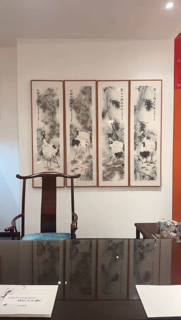 国画易志平 松鹤四条屏 不带框发货 t020