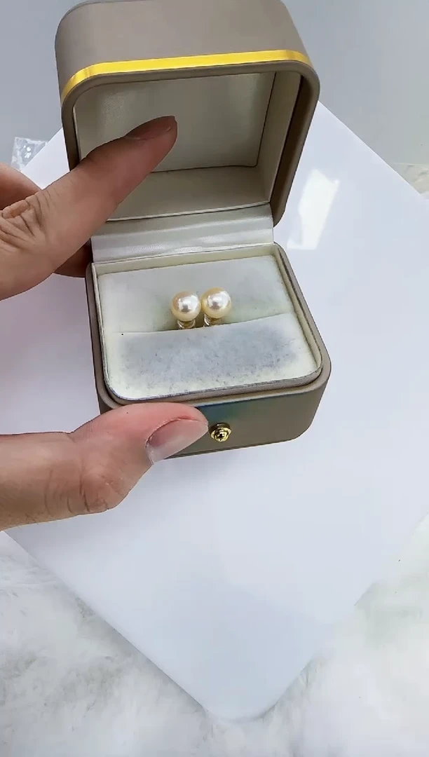 银S925镶嵌海水珍珠DA珍珠耳钉8.5-9 y353