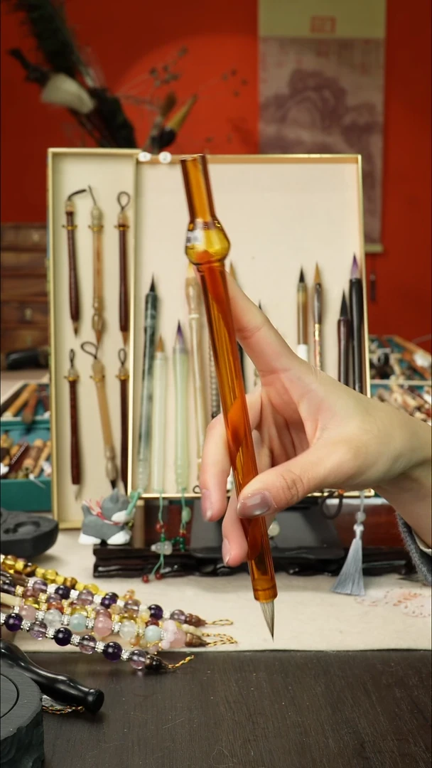 6号孤品高货毛笔链接 清水试笔 蘸墨不退