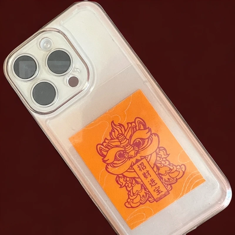含辰砂工艺品【莹莹同款】精美朱砂小醒狮手机贴