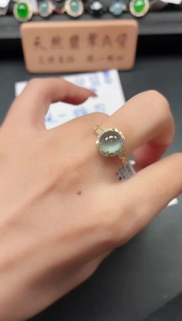银S925镶嵌戒指翡翠1