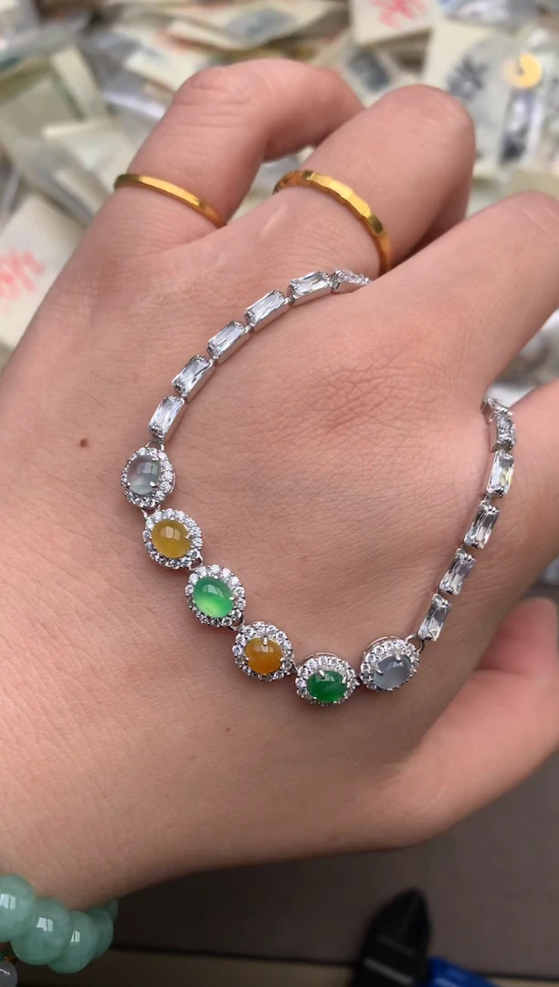 翡翠挂件银S925镶嵌—