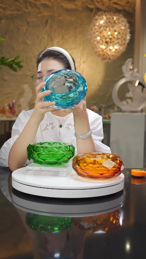 琉璃手工艺品福利天空蓝切面果碗烟灰缸