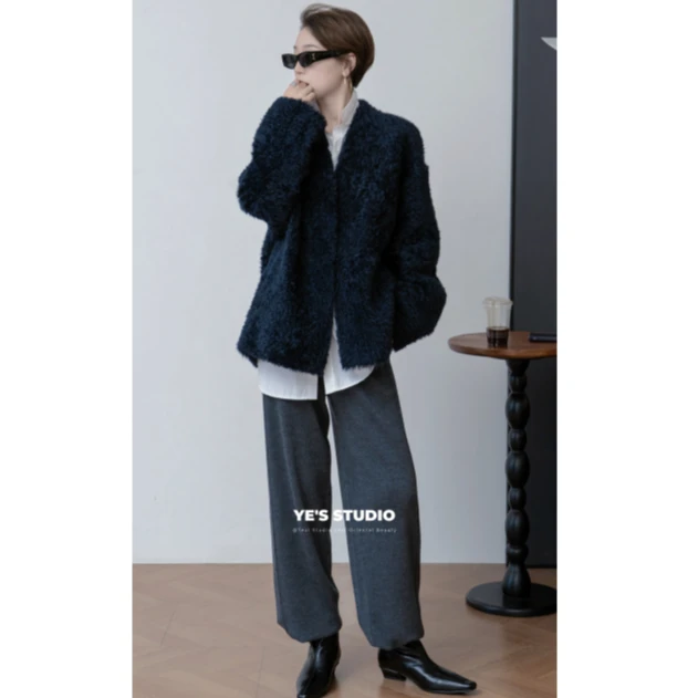 现货【蓝宝石】钻石蓝土耳其進口Lo*con拉贡皮毛一体皮草25330018