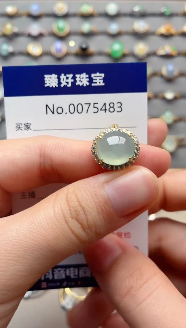 银S925镶嵌戒指翡翠1