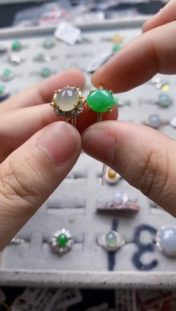 翡翠戒指银S925镶嵌4444---10