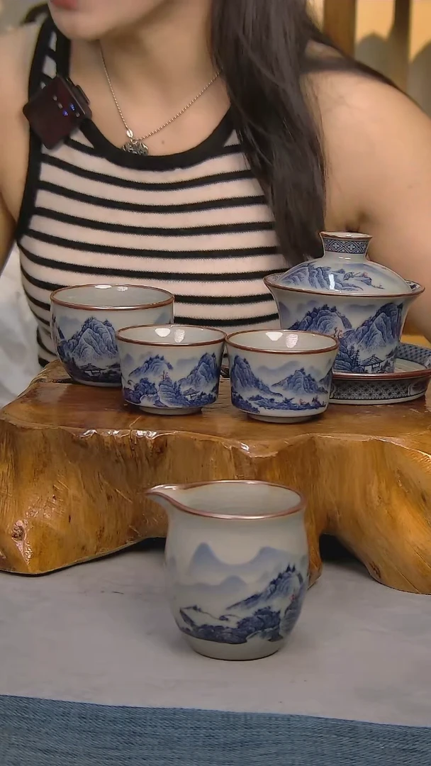 简装家用款5件套 老陶泥开片纹陶瓷茶具