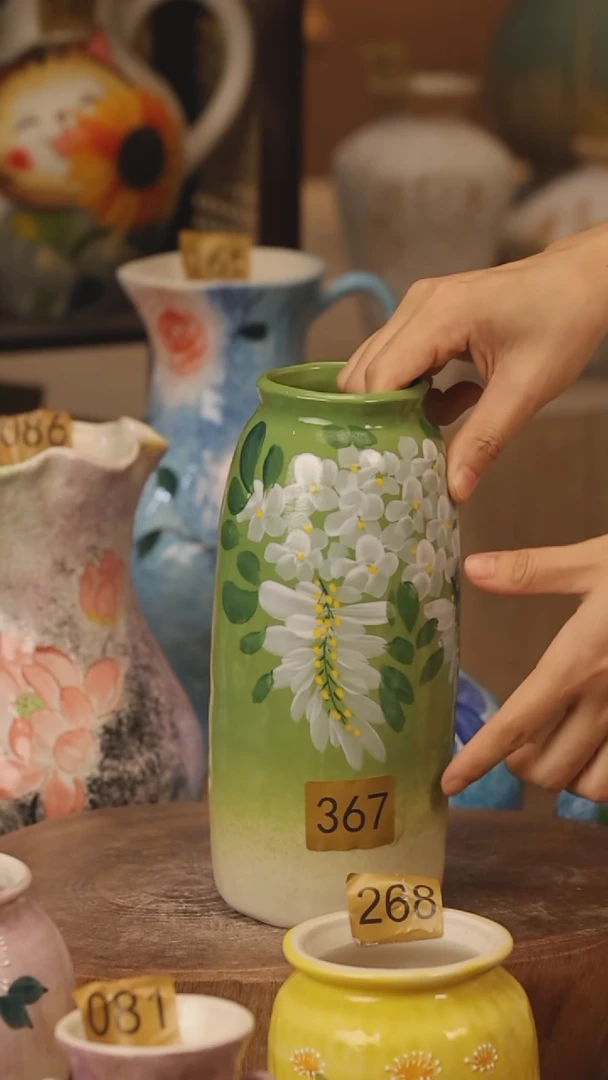 陶瓷367景德镇设计师手作花器摆件侘寂风